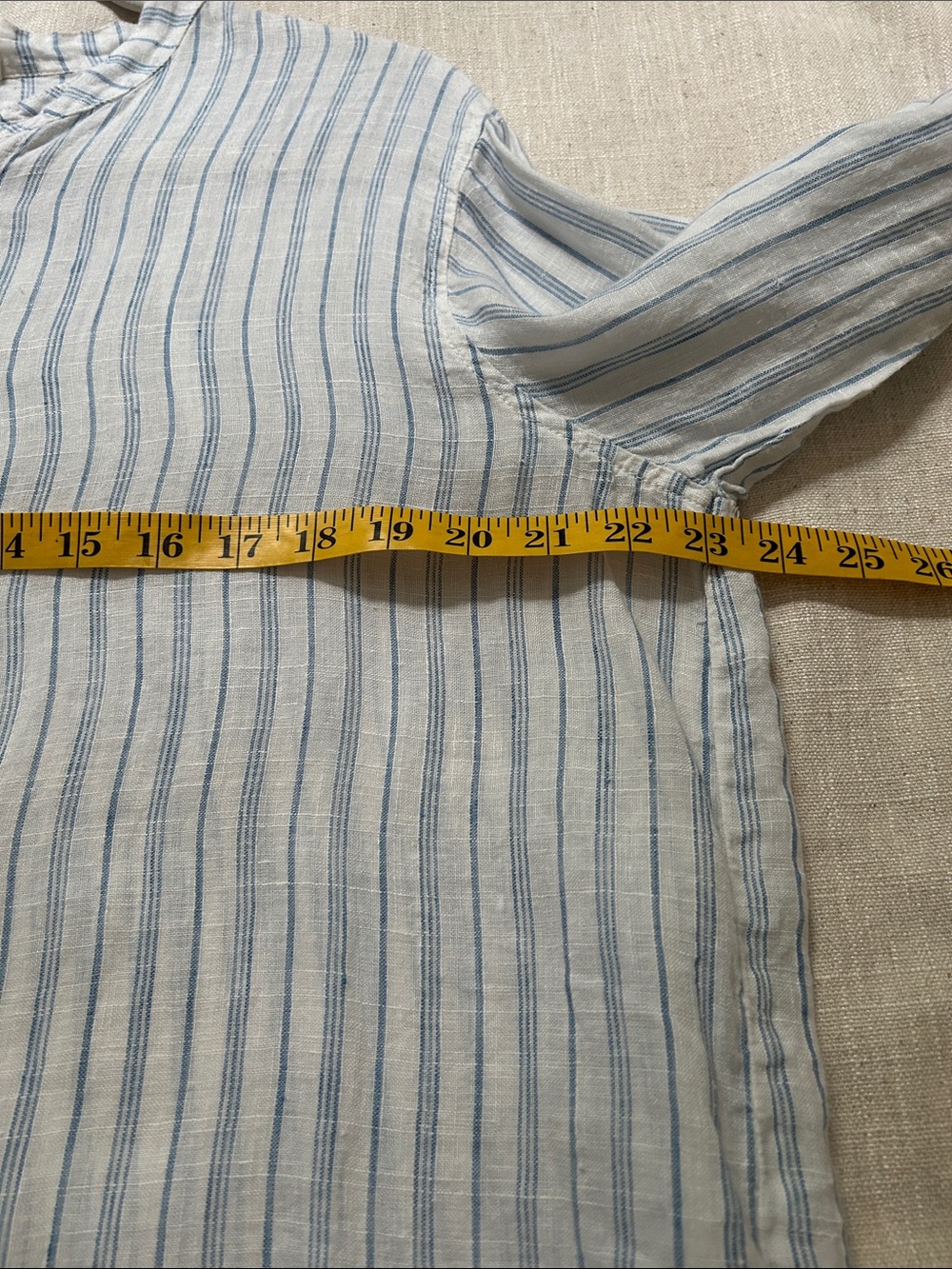 CP Shades Linen Tunic Blue/White Striped Size Medium Coastal Beach Coverup - Picture 9 of 12